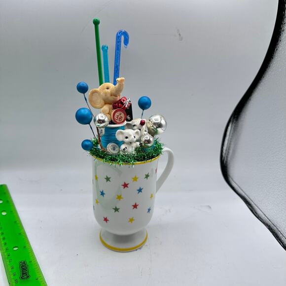 Elephant Party Birthday Assemblage Decor Decorations Kitschy Cute - Picture 4 of 10